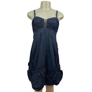 BCBG Max Azria Women’s Black Beaded Sequin Flower Cocktail Dress Sz O